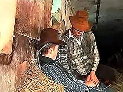 Lovely cowboys on hayloft